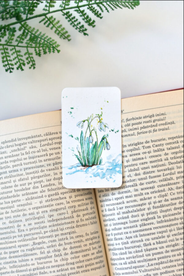 Mini Semn de carte - Ghiocei în acuarelă